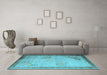 Machine Washable Oriental Light Blue Asian Inspired Rug in a Living Room, wshtr1363lblu