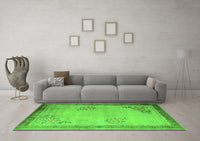 Machine Washable Oriental Green Asian Inspired Rug, wshtr1363grn