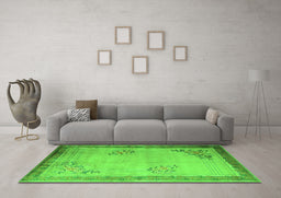Machine Washable Oriental Green Asian Inspired Area Rugs in a Living Room,, wshtr1363grn