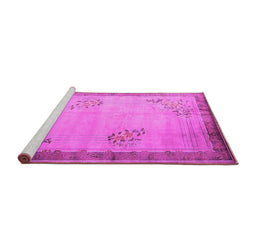 Sideview of Machine Washable Oriental Pink Asian Inspired Rug, wshtr1363pnk