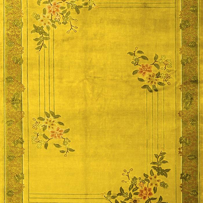 Oriental Yellow Asian Inspired Rug, tr1363yw