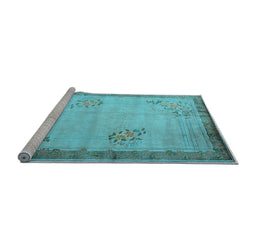 Sideview of Machine Washable Oriental Light Blue Asian Inspired Rug, wshtr1363lblu
