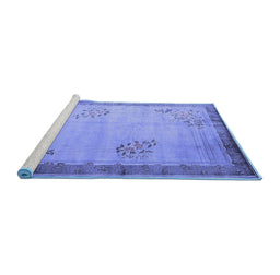 Sideview of Machine Washable Oriental Blue Asian Inspired Rug, wshtr1363blu