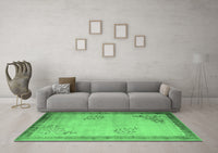 Machine Washable Oriental Emerald Green Asian Inspired Rug, wshtr1363emgrn