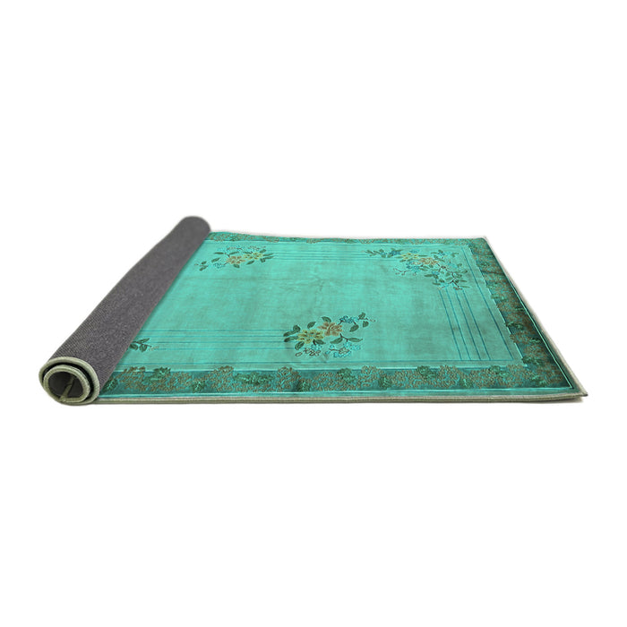 Sideview of Oriental Turquoise Asian Inspired Rug, tr1363turq