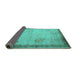 Sideview of Oriental Turquoise Asian Inspired Rug, tr1363turq