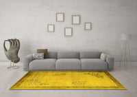 Machine Washable Oriental Yellow Asian Inspired Rug, wshtr1363yw