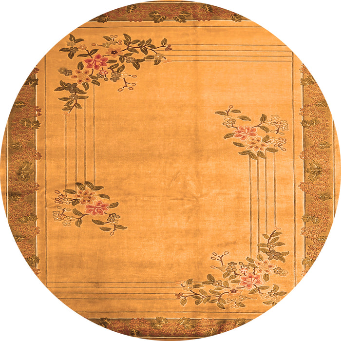 Square Oriental Orange Asian Inspired Rug, tr1363org