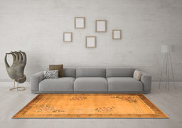 Machine Washable Oriental Orange Asian Inspired Area Rugs in a Living Room, wshtr1363org