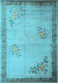 Oriental Light Blue Asian Inspired Rug, tr1363lblu