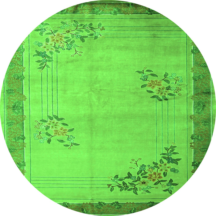 Square Oriental Green Asian Inspired Rug, tr1363grn