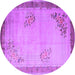 Round Machine Washable Oriental Purple Asian Inspired Area Rugs, wshtr1363pur