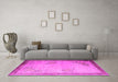 Machine Washable Oriental Pink Asian Inspired Rug in a Living Room, wshtr1363pnk