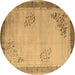 Round Oriental Brown Asian Inspired Rug, tr1363brn