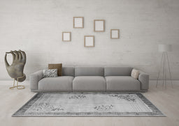Machine Washable Oriental Gray Asian Inspired Rug in a Living Room,, wshtr1363gry