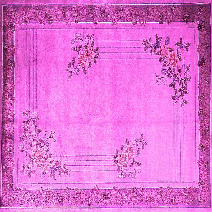 Square Machine Washable Oriental Pink Asian Inspired Rug, wshtr1363pnk
