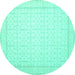 Round Oriental Turquoise Traditional Rug, tr1364turq