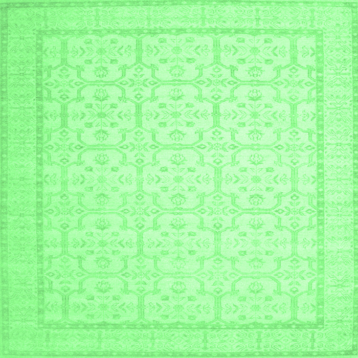 Square Oriental Emerald Green Traditional Rug, tr1364emgrn
