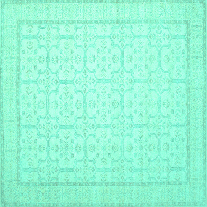 Square Oriental Turquoise Traditional Rug, tr1364turq
