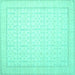 Square Oriental Turquoise Traditional Rug, tr1364turq