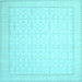 Square Machine Washable Oriental Light Blue Traditional Rug, wshtr1364lblu