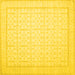 Square Machine Washable Oriental Yellow Traditional Rug, wshtr1364yw