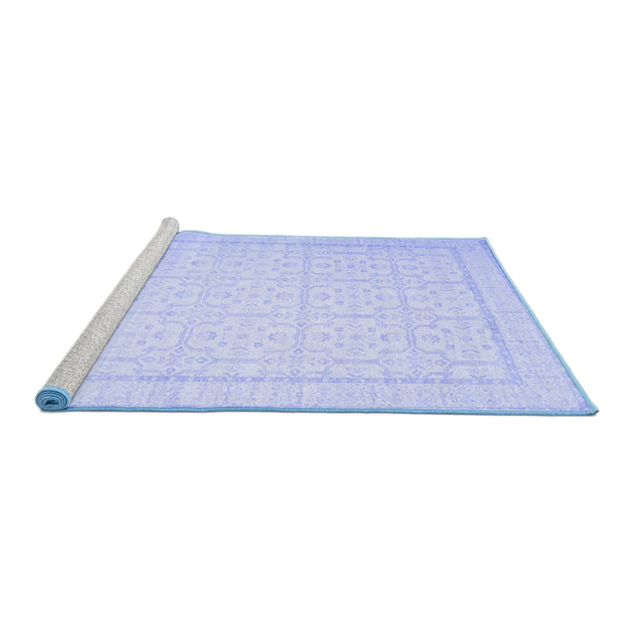 Sideview of Machine Washable Oriental Blue Traditional Rug, wshtr1364blu