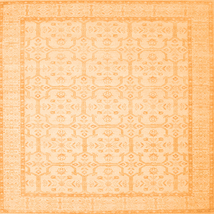 Round Machine Washable Oriental Orange Traditional Area Rugs, wshtr1364org