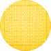 Round Machine Washable Oriental Yellow Traditional Rug, wshtr1364yw