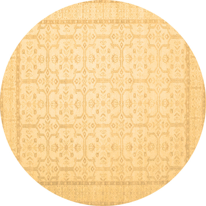 Round Oriental Brown Traditional Rug, tr1364brn