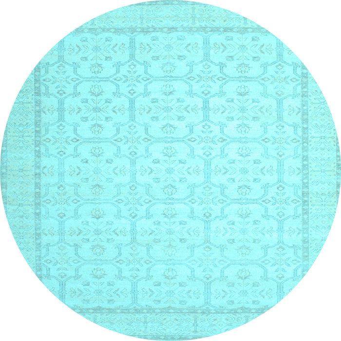 Round Oriental Light Blue Traditional Rug, tr1364lblu