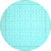 Round Oriental Light Blue Traditional Rug, tr1364lblu
