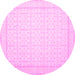 Round Machine Washable Oriental Pink Traditional Rug, wshtr1364pnk