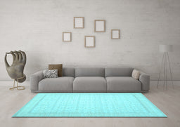 Machine Washable Oriental Light Blue Traditional Rug in a Living Room, wshtr1364lblu