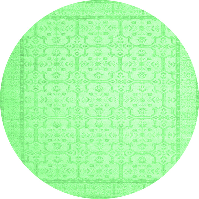 Round Oriental Emerald Green Traditional Rug, tr1364emgrn