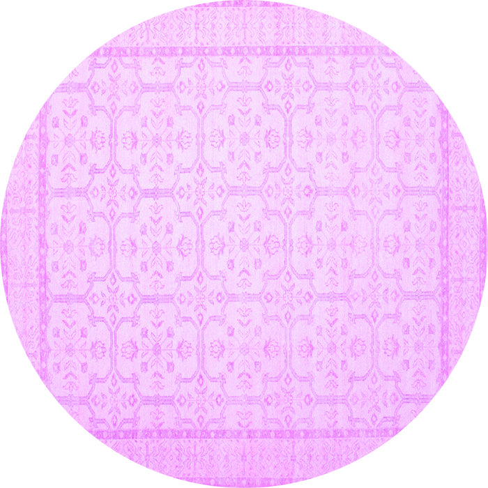 Round Machine Washable Oriental Purple Traditional Area Rugs, wshtr1364pur