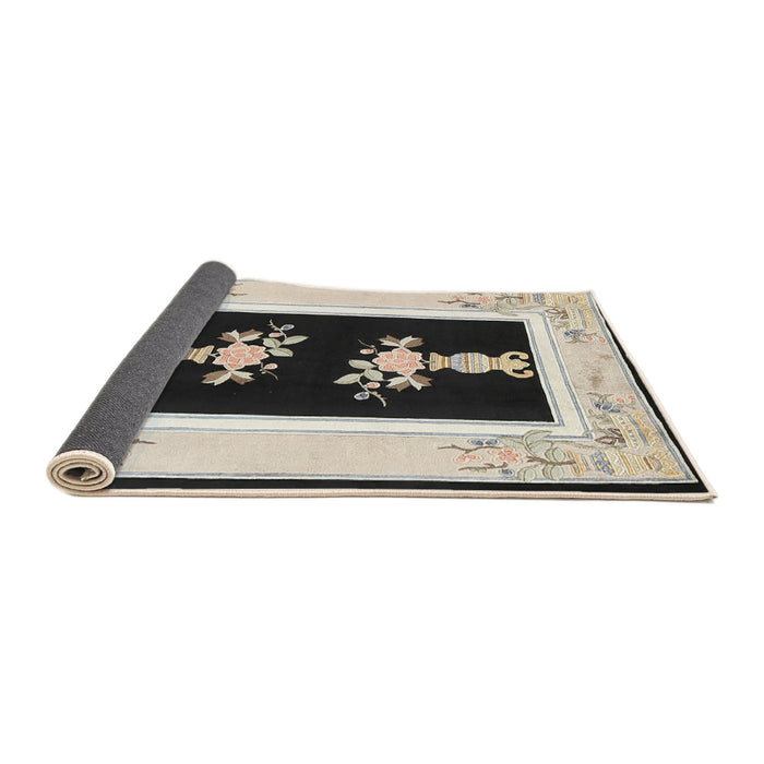 Sideview of Traditional Black Oriental Rug, tr1365