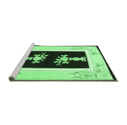 Sideview of Machine Washable Oriental Emerald Green Asian Inspired Area Rugs, wshtr1365emgrn