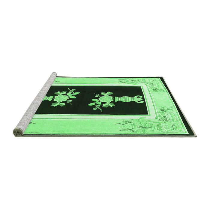 Sideview of Machine Washable Oriental Emerald Green Asian Inspired Area Rugs, wshtr1365emgrn