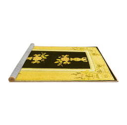 Sideview of Machine Washable Oriental Yellow Asian Inspired Rug, wshtr1365yw