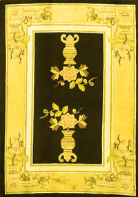 Oriental Yellow Asian Inspired Rug, tr1365yw