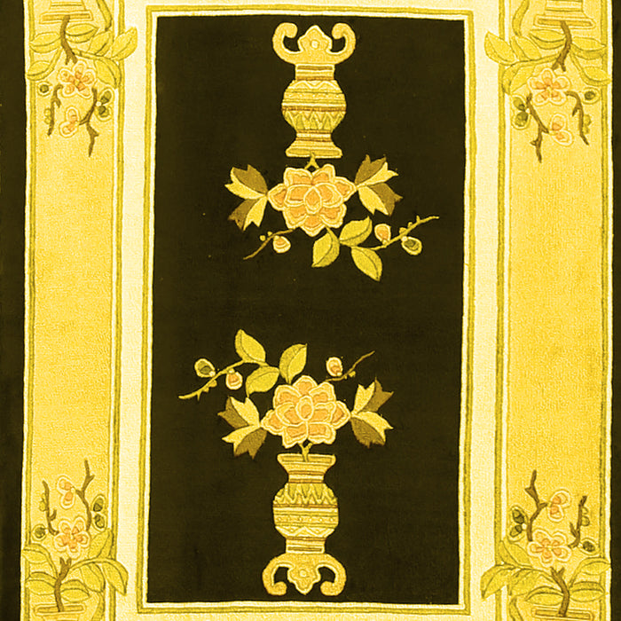 Oriental Yellow Asian Inspired Rug, tr1365yw