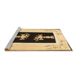 Sideview of Machine Washable Oriental Brown Asian Inspired Rug, wshtr1365brn