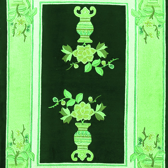 Oriental Green Asian Inspired Rug, tr1365grn