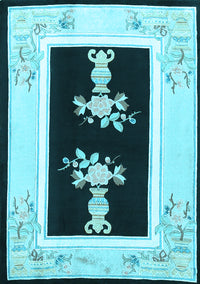 Oriental Light Blue Asian Inspired Rug, tr1365lblu