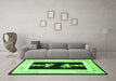 Machine Washable Oriental Green Asian Inspired Area Rugs in a Living Room,, wshtr1365grn