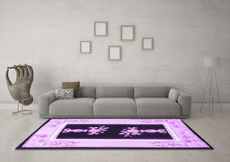 Machine Washable Oriental Purple Asian Inspired Area Rugs in a Living Room, wshtr1365pur