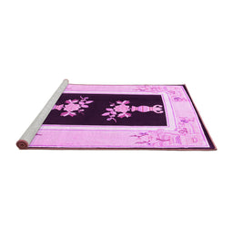 Sideview of Machine Washable Oriental Pink Asian Inspired Rug, wshtr1365pnk
