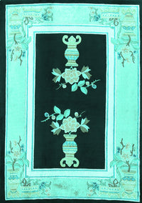 Oriental Turquoise Asian Inspired Rug, tr1365turq