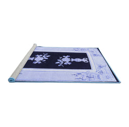 Sideview of Machine Washable Oriental Blue Asian Inspired Rug, wshtr1365blu